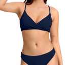 Beautikini Period Swimwear Twist V Neck Bikini Sets Two Piece Menstrual Leakproof Swimsuits Bathing Suit for Teen Girls Small