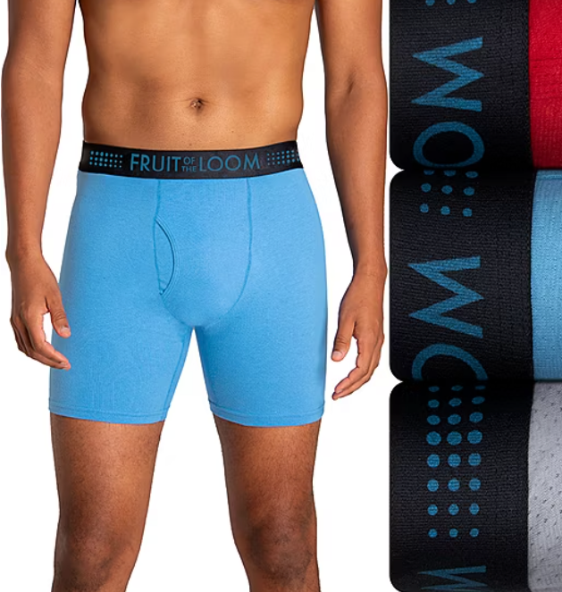 Fruit of the Loom Breathable Stretch Mens 3 Pack Boxer Briefs, Size S