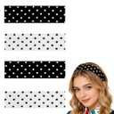 Polka Dot Headbands for Women 4 Pcs Elastic Headbands for Women Polka Dot Headband for Everyday Wear and Pin-up Fashion Outfits Exercise Yoga Headband