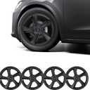 4PCS Wheel Covers for Tesla Model Y Juniper 2025-2026, 19 Inch Spiral Aero Design Hubcaps, Black, Easy Clip-On Installation