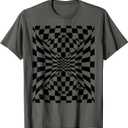 Fun OP ART Checkered Abstract Optical Checkerboard Design T-Shirt, Size: Large
