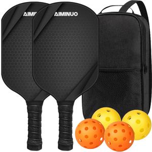 Pickleball Paddles, Fiberglass Pickle Ball Paddle Set, 16mm Lightweight Pickleball Paddles for Men Women Kids Indoor & Outdoor