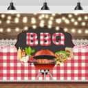 CORFOTO 7x5ft BBQ Family Party Backdrop Brown Wooden Board String Lights Lace Barbecue in The Wild BBQ Theme Party Background Kids Adult Bridal Shower Summer Park Decorations Cake Table Banner (N2-a60342)