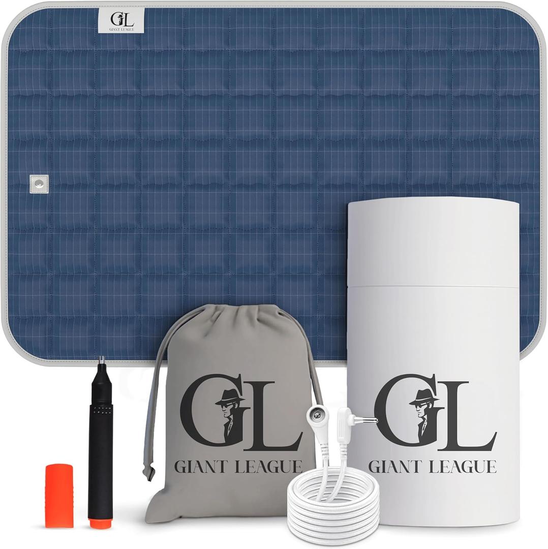 Grounding Mat for Feet and Desk, 16x24 Inch Quilted Cotton Earthing Pad with Cord, Continuity Tester & Travel Pouch?