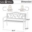 Sophia & William Outdoor Bench, Porch Bench, Garden Bench, Wrought Iron Bench with Backrest and Armrests, Bronze, 50.4"L x 23.5"W x 35"H