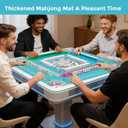 Mahjong Mat for Table 32x32 Inch, No Crease Roll-Up Design, Non-Slip Noise Reduction American Mahjong Mat with Carry Bag and Dice, Portable Gaming Mat for Mahjong, Poker, Card and Board Games