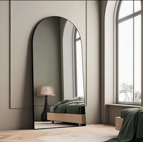 Aluminum Frame Arch Mirror 25x55", Black