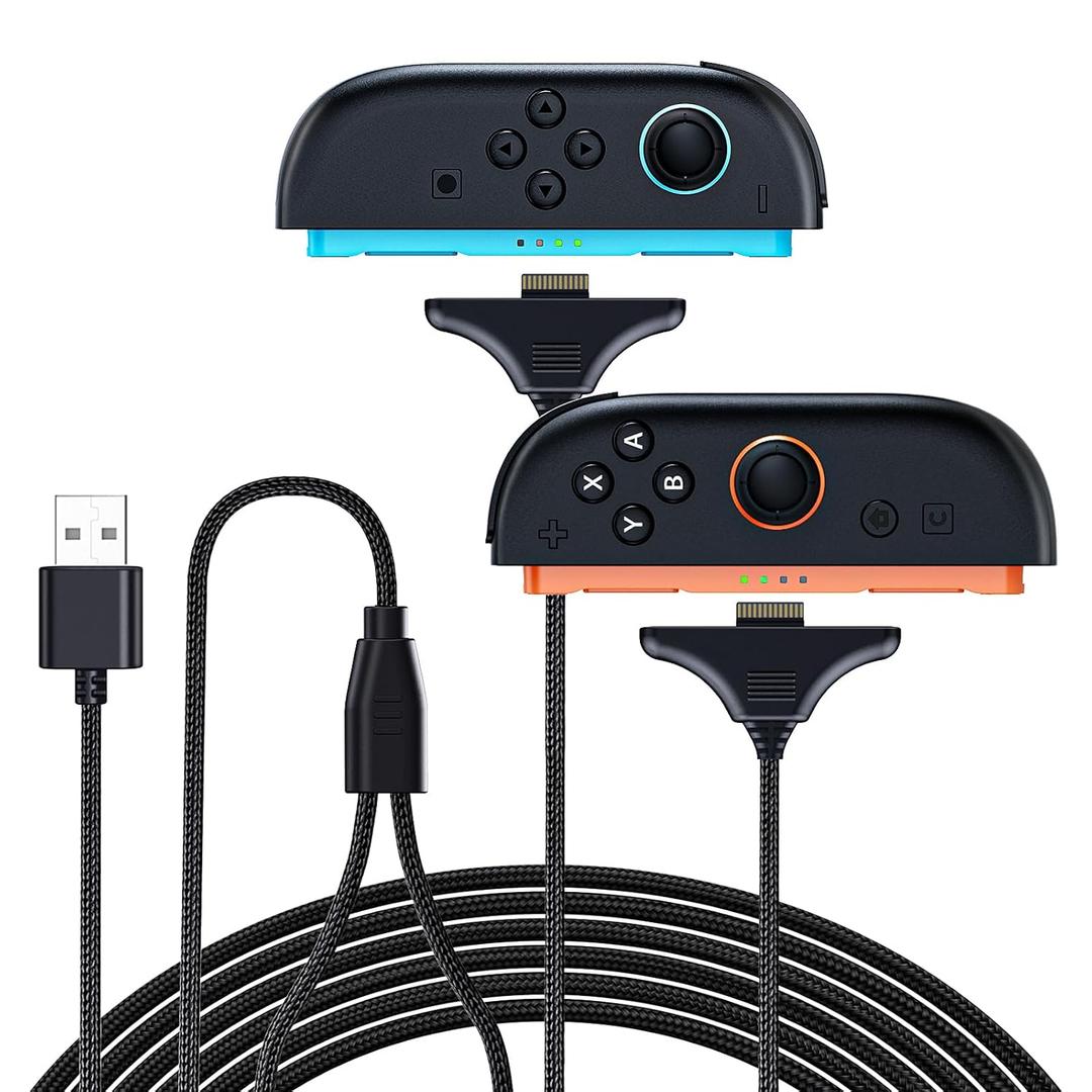 4 x 2 in 1 Switch 2 Charger Cable Compatible with Nintendo Switch 2,NS2 Controller Dual Charger,8.2 Ft,Magnetic, Durable Nylon Plaiting, Joycon 2 Charger for Nintendo Switch 2 Cable