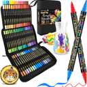 Betem Dual Tip Acrylic Paint Pens, 72 Colors Paint Markers for Glass, Window, Fabric, Wood, Rock, Canvas, Acrylic Markers with Fine & Brush Tip, Art & Craft Supplies, Teacher Appreciation Gift