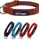 Dog Collar Polyester Cotton Webbing with Neoprene Inner Quick Release Bronze-Colored Buckle for Small Medium Dogs (Brown, M)