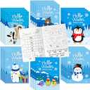 ANGOLIO 24Pcs Hello Winter Activity Coloring Books Including Snow Snowman Polar Bear Penguin DIY Art Drawing Patterns Learn Math Party Favors Christmas Gifts Home Classroom Activity Supplies for Kids
