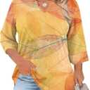 Rapbin Womens Plus Size Tops 3/4 Length Sleeve Shirts Crewneck Dressy Casual Blouses Trendy Keyhole Tunic Top XL-5XL (XXXL)