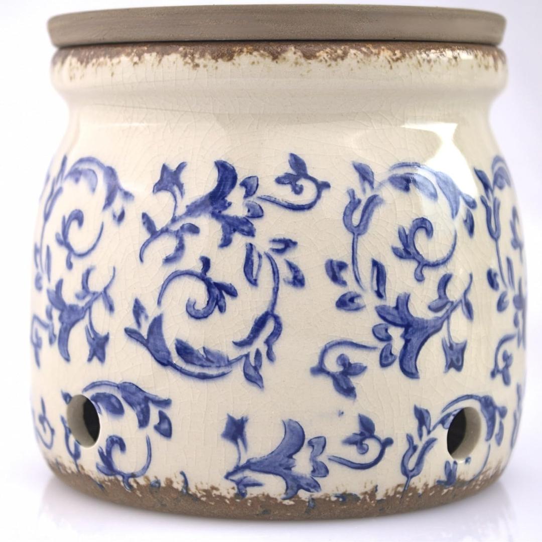 Okavango Garlic Keeper - Terracotta Garlic Container - Garlic Storage - Garlic Holder Countertop - Garlic Holder Ceramic - Jar - Saver -Bowl - Cellar (Ivory, 16oz)