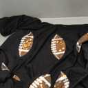 Womens Sparkle Football Sequin Rugby Tee Game Day Pullover T-Shirt Crewneck Oversized Short Sleeve Washed Tops (Small, Black)