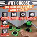 Furniture Jack Lifter Tool Heavy Furniture Lifter with Wheels and Tool for Moving Appliances, Load Capacity Up to 660 Lbs Glides Smoothly on Wood, Tile, Laminate, and Other Hard Floor Surfaces