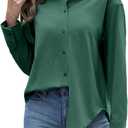 Susclude Button Down Shirts for Women Long Sleeve Womens Dress Shirts Wrinkle-Free Collared Fall Work Business Casual Tops (S)