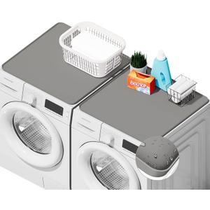 2 PACKS SEIRI Washer and Dryer Topper, 26" x 26" Silicone Dryer Top Protector Mats for Flat Top Surface Cover and Front Load Washing Machine Non-Slip Waterproof Laundry Topper Mat Large (Light Gray)
