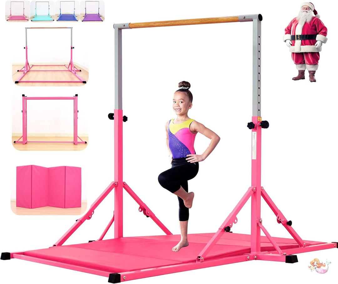 Marfula Gymnastic Bar For Kid and Teenage of 3-25, 5Ft/8 FT Base Length 4Ft Width 5Ft Adjust Height, Gymnastic Kip Bar For Gymnast, Gymnastic Training Equipment For Professional Training Home Club Use