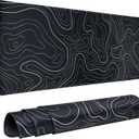Gaming Mouse Pad Large 31.5 x 11.8in Topographic Keyboard Mousepad for Non-Slip Base and Stitched Edge, Extended Desk Pad XL Desk Mat (Black)