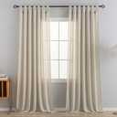 VOILYBIRD Linen Semi Sheer Curtains Tab Top Light Filtering Elegant Curtains & Drapes for Bedroom (Khaki, 52" W x 90" L, Pack of 2)
