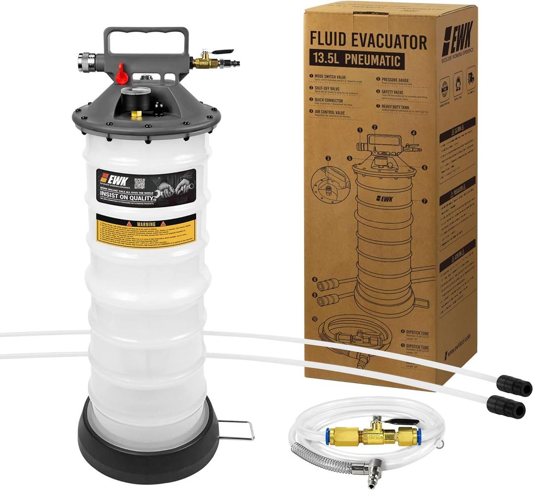 EWK 13.5L Heavy Duty Pneumatic Oil Extractor/Dispenser Pump for Automotive Fluids Vacuum Evacuation