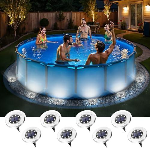 SOLPEX 8 Pack Solar Pool Lights for Above Ground Pools, Waterproof LED Above Ground Pool Lights, Outdoor Pool Decoration Accessories(Cool White)