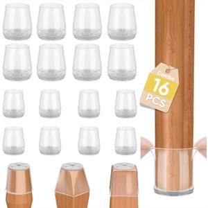 BALEINE 16 Pack Silicone Chair Leg Floor Protectors, Stool Leg Protectors Cap, Non-Slip Chair Leg Caps for Hardwood Floors (Clear Combo 16 Pack)