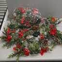 Juegoal 2 Pack Christmas Garland, 9' Pre-lit Artificial Xmas Flocked Garlands, Lighted Poinsettia Spruce Timer & Battery Operated with Lights, Garden Home Winter New Year Decor, Geen, Red (YO-TTSZ-2)