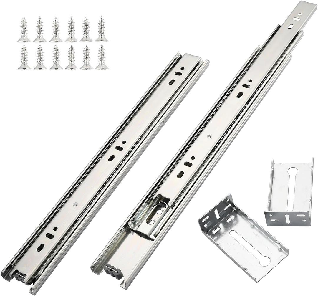 Hitess 10 Pairs of 24 Inch Full Extension Ball Bearing Side Mount Cabinet Drawer Slides,85 LB Load Capacity with Rear Mounting Brackets
