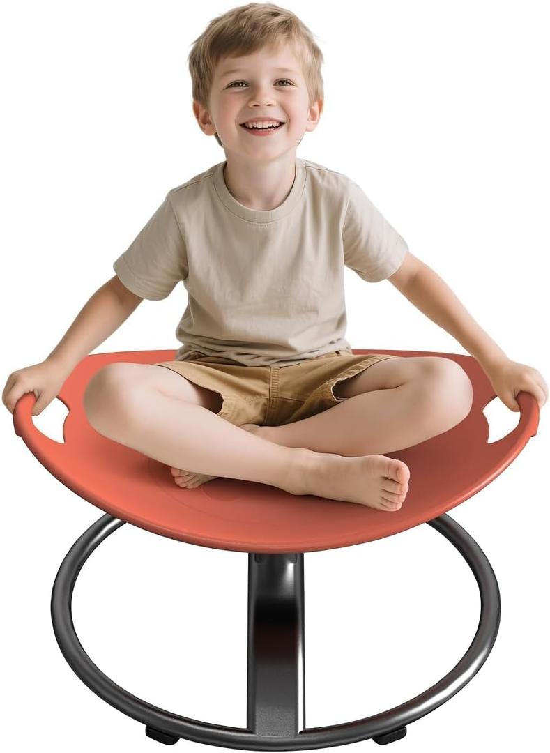 Sensory Spinning Chair for Kids - Sensory Swivel Chair for Autistic Children with Safety Handle & Non-Slip Design for Autism Kids 5-7(Orange)