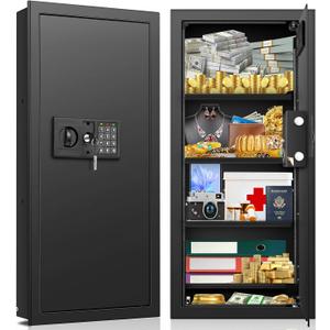 29.53" Tall Wall Safes Between the Studs 16" Centers, Heavy Duty Combination Lock in Wall Safe with 3 Removable Shelf, Hidden Safe for Money, Jewelry, Document, Passport
