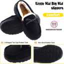 Vonair Kids Moccasin Slippers Memory Foam House Shoes Indoor Outdoor Rubber Bottom Slippers for Boys Girls (Black)