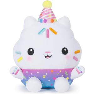Gabby's Dollhouse Celebrations, Sprinkle Party Cakey Cat Plush, 10-Inch Interactive Stuffed Animal with Sounds, Kids Toys for Girls & Boys Ages 3+