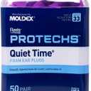 Flents Protechs Foam Ear Plugs, 50 Pair for Sleeping, Snoring, Loud Noise, Traveling, Concerts, Construction, Studying, Work, Shooting, NRR 33, Noise Cancelling, Disposable, Purple, Made in the USA