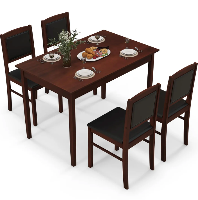 Giantex 5-Piece Dining Table Set for 4 - Breakfast Nook Table Set with Kitchen Table