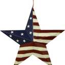 Patriotic Metal Barn Star Wall Decor, 22inch Hanging USA Flag Metal Stars Ornament Indoor Outdoor Americana Star Decor for Door Porch July 4th Memorial Day Labor Day Decoration