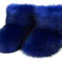 Urmycos Girls Fluffy Furry Snow Boots Faux Fur Winter Warm Outdoor Boots Royal Blue 1 Size 33