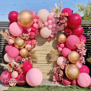 Hot Pink Balloon Arch Kit Double Stuffed, Dark Light Pink Magenta Blush Gold Balloon Garland for Birthday Baby Shower Wedding Mother's Day Cheetah Bridal Shower Party Decoration