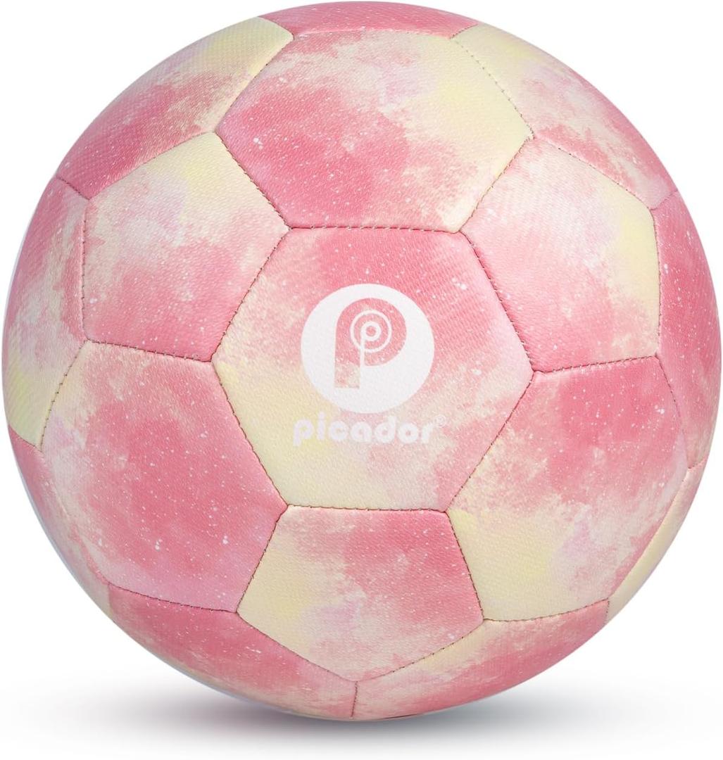 Size 4 Soccer Ball, Kids Soccer Balls for Girls Boys Youth Children Training Backyard School Indoor Outdoor Ball with Pump Gift (Tie Dye Red)