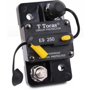 Hi-Amp 250A Amp 3/8" Studs Automotive Circuit Breaker with Manual Reset 12V - 48V DC for Car Audio Solar Battery System RV Truck Boat Waterproof Surface Mount