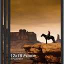 A PLUS MAX 12x18 Picture Frame Set of 3 Black Light Weight Wall Mount | 12 x 18 Inch Black Wood-grain Engineered Wood Material Frame for 12by18 Rectangular Photo Poster - 3 Packs/Black/12x18