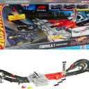 Hot Wheels Toy Car Track Set, Formula 1 Grand Prix Circuit Track Set with 3 1:64 Scale Die-Cast Toy Cars, Two Modes of Racing with a Motorized Booster