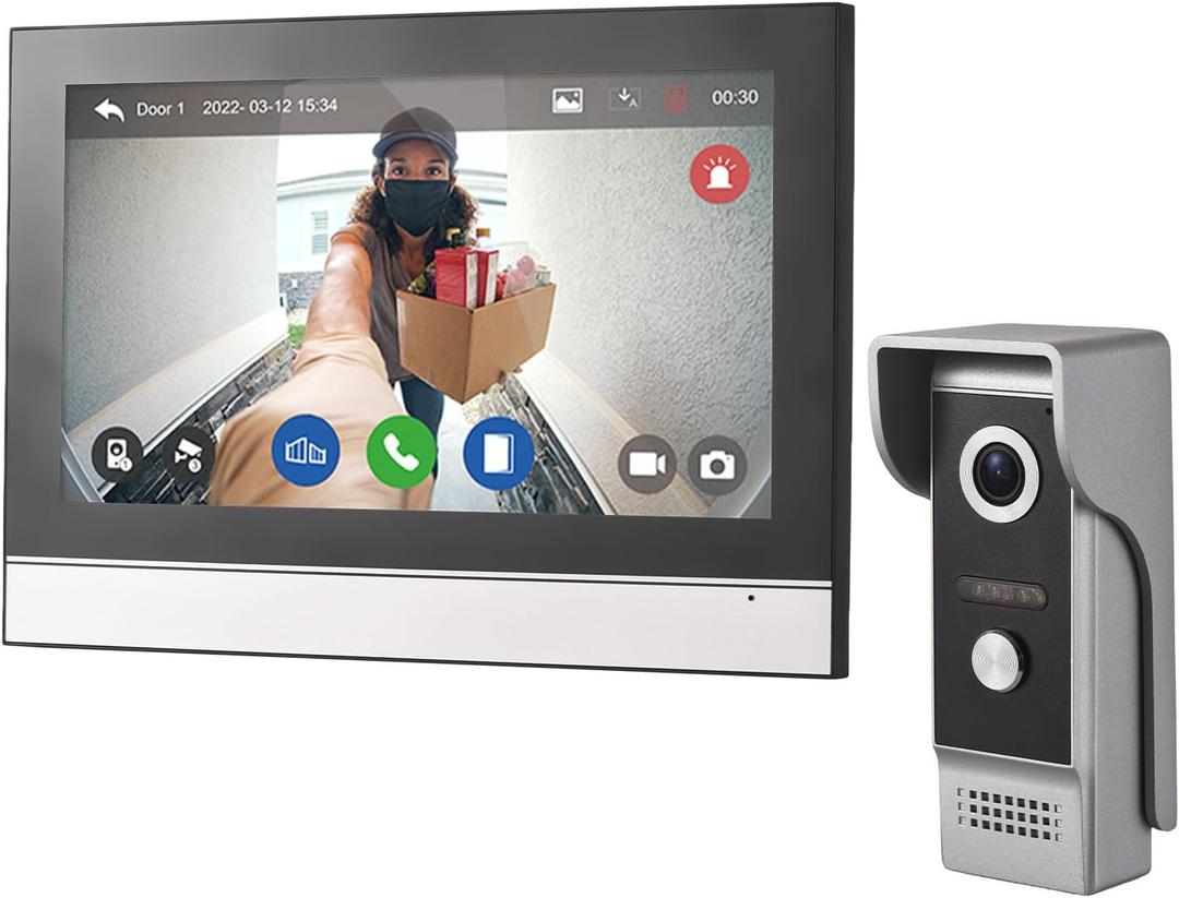 WiFi Video Intercom System, Video Doorbell Camera with Monitor Wireless,1080P IR & Night Vision Camera, 7 Inch Touch Screen Support TY APP, 2-Way Audio, Electronic Photo Frame, Waterproof