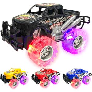 ArtCreativity Light Up Monster Trucks for Boys and Girls, 4-Pack Toy Truck Set, Monster Trucks for Boys 3 4 5 6 7 8 Years Old, Toddler Monster Truck Toys, Light Up Trucks