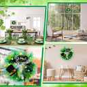 18'' St. Patrick's Day Wreath for Front Door with Lights St Patricks Day Mesh Wreath Artificial Clovers Leprechaun Hat Decorations for Irish Wall Porch Home Outdoor Indoor