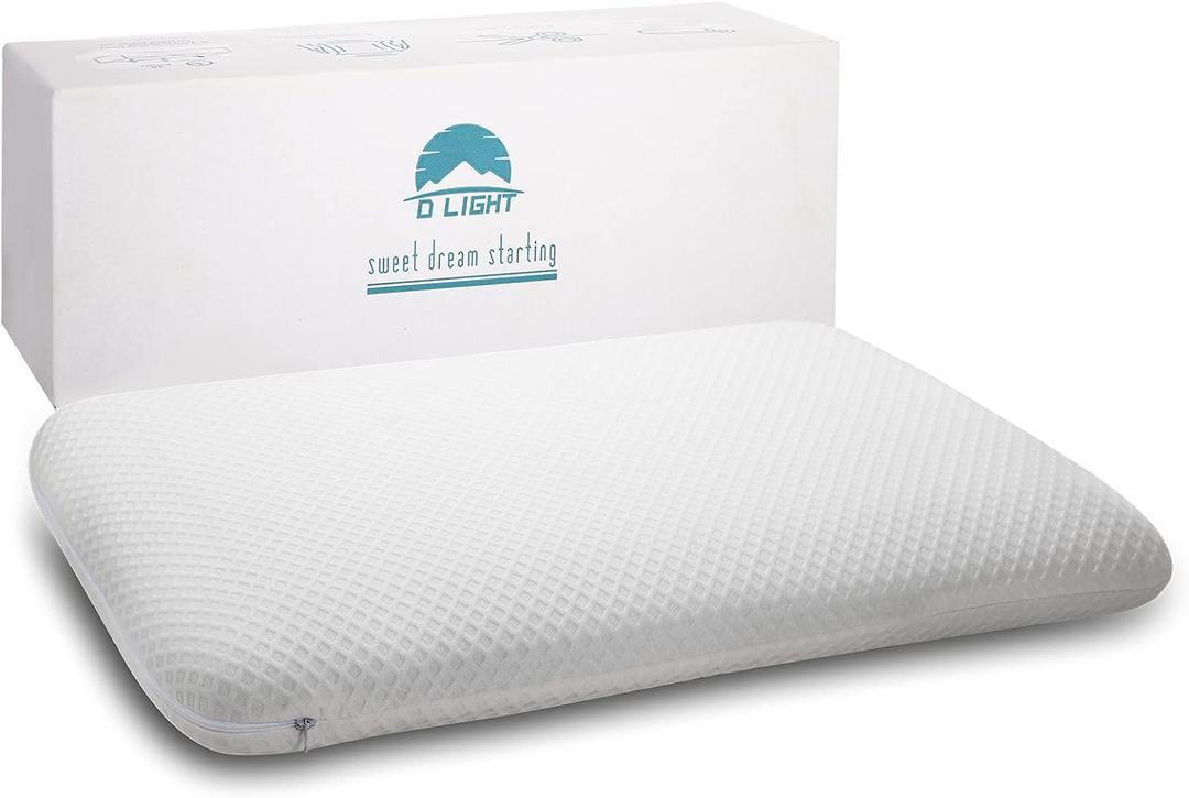 DLIGHT BD Slim 3.2" Stomach Sleeping Memory Foam Pillow-Thin, Flat, Soft Yet Supportative for Belly, Back& Stomach Sleepers