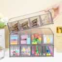 Desk Organizer with 12 Drawers, FODIENS 3 Packs Stackable Desktop Storage Box with Removable Drawer, Clear Sunglasses Organizer Display Case for Stationery Marker Pens Eyeglasses Office Supply