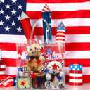 Kosiz 24 Pcs Patriotic Gift Bags Patriotic Party Favors Red White Blue American Star Clear PVC Gift Bags, Memorial Day Independence Day 4th of July with Handle for USA Party Supplies