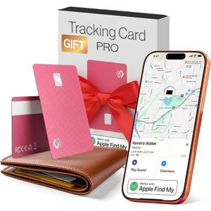 SPOTMINDERS Apple MFi Certified Credit Card Wallet Tracker PRO Pink (iOS Only) Gifts for Women Works with Apple Find My Rechargeable Tracking Card for Her IP68 0.07" Slim Item Finder for Luggage Purse