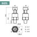 Pressure Transducer Sender Sensor with Connector, 1/8"NPT Thread Stainless Steel Fuel Pressure Sensor for Oil Fuel Air Water (100PSI)